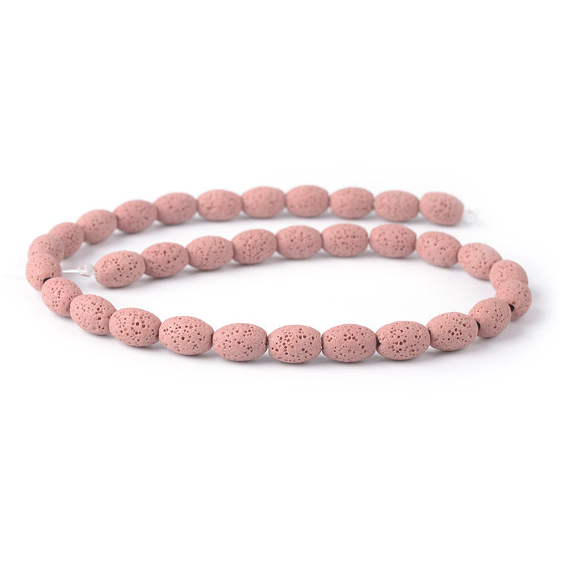 1 Strand Oval Rice Shape Spacer Healing Gemstone Volcanic Rock Lava Loose Beads for Bracelet Making