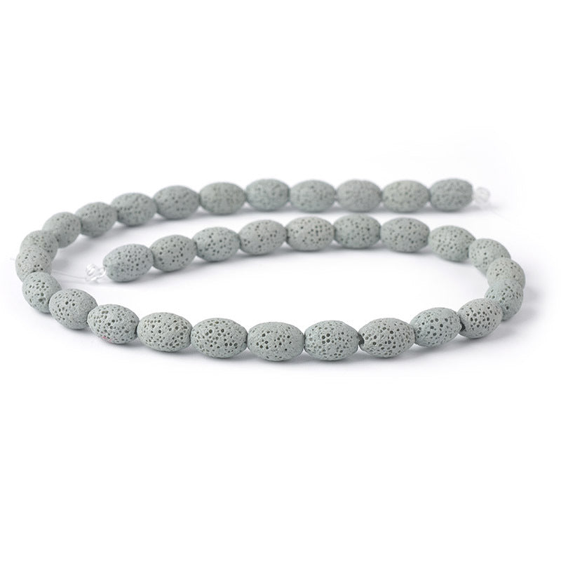 1 Strand Oval Rice Shape Spacer Healing Gemstone Volcanic Rock Lava Loose Beads for Bracelet Making