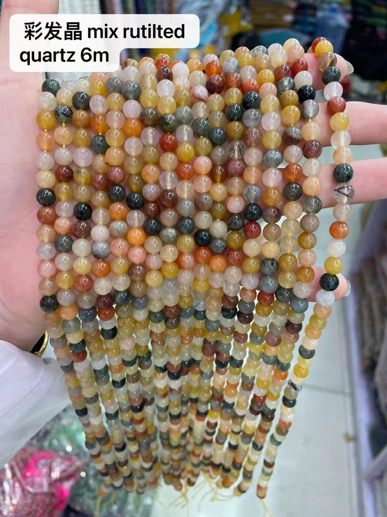 Wholesale 6MM Sunstone Amethyst Round Natural Stone Loose Gemstone Spacer Beads for DIY Jewelry Making