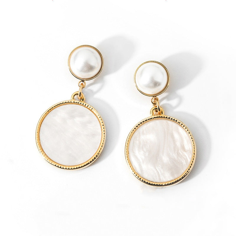 Trendy Cute 925 Sterling Silver Pin Gold Plated Round Pearl Stud Drop Earrings For Women