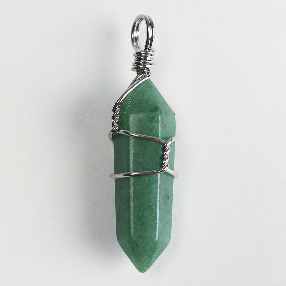 Reiki Fashion Jewelry Healing Natural Stone Crystal Winding Pendulum Hexagonal Column Pendant