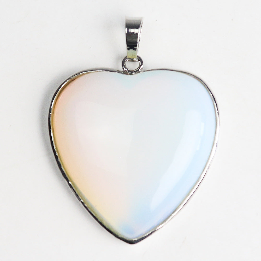 32MM Charms Healing Quartz Crystal Turquoise Gemstone Natural Stone Heart Pendant for DIY Necklace Making