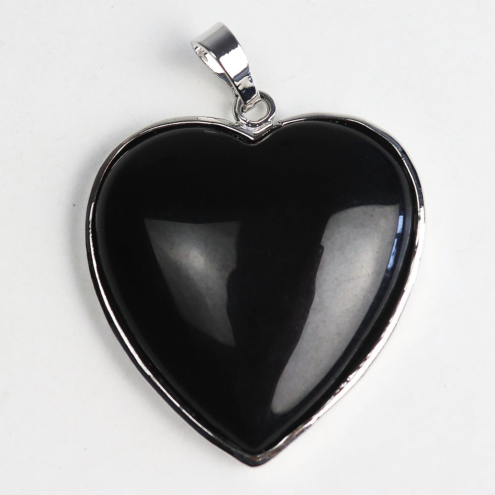 32MM Charms Healing Quartz Crystal Turquoise Gemstone Natural Stone Heart Pendant for DIY Necklace Making