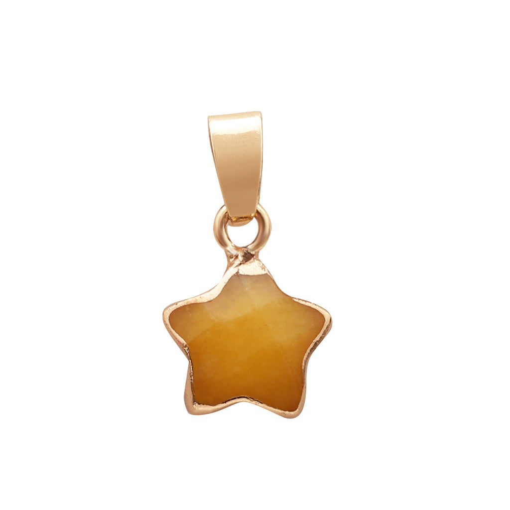 Fashion Charms Gold Plated Gemstone Natural Stone Jade Agate Crystal Quartz Star Pendants for DIY Jewelry Making