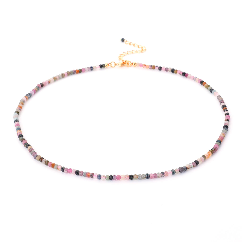 Wholesale Trendy Natural Stone Jewelry Garnet Moonstone 3mm Faceted Rondell Gemstone Beads Choker Necklace