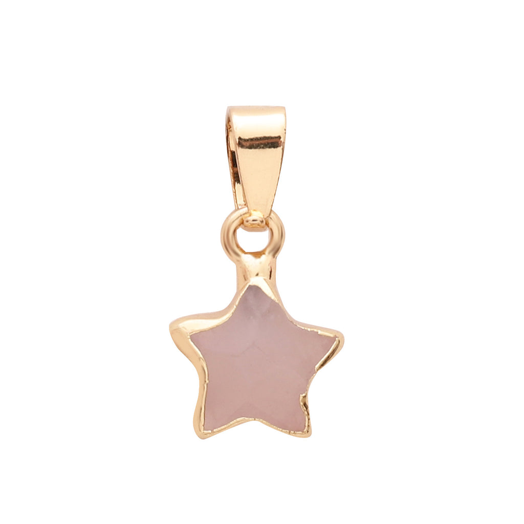 Fashion Charms Gold Plated Gemstone Natural Stone Jade Agate Crystal Quartz Star Pendants for DIY Jewelry Making