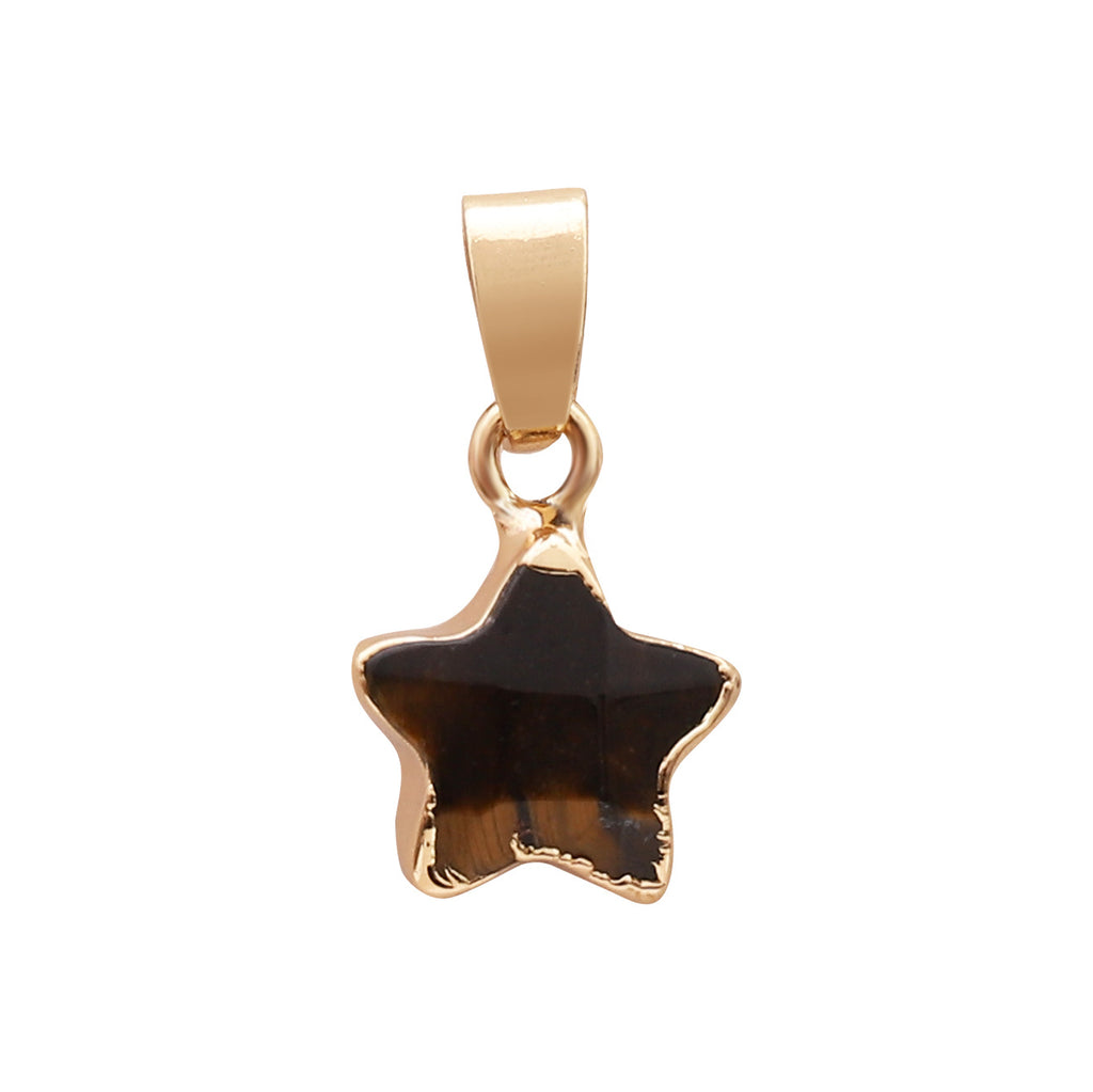 Fashion Charms Gold Plated Gemstone Natural Stone Jade Agate Crystal Quartz Star Pendants for DIY Jewelry Making