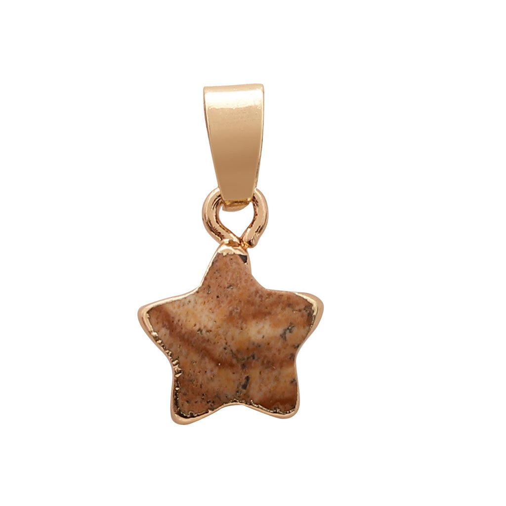 Fashion Charms Gold Plated Gemstone Natural Stone Jade Agate Crystal Quartz Star Pendants for DIY Jewelry Making