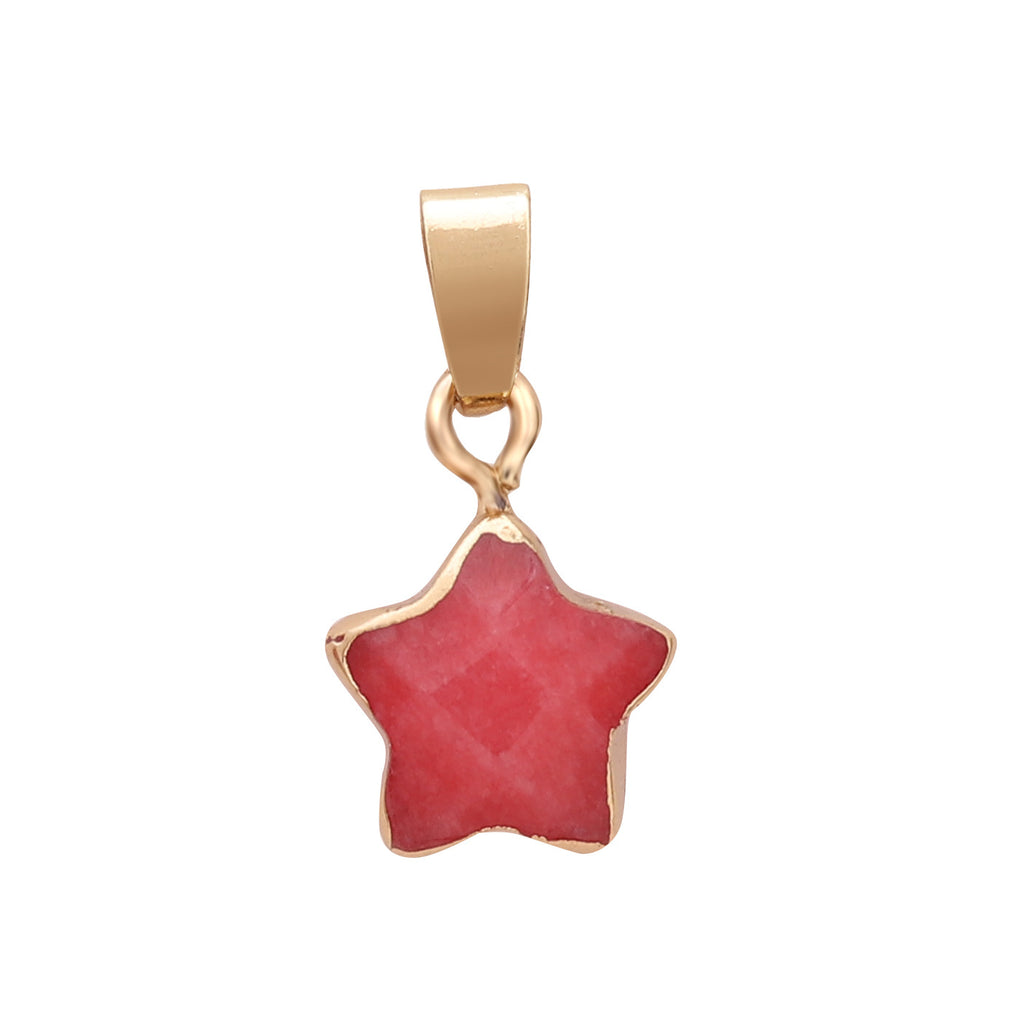 Fashion Charms Gold Plated Gemstone Natural Stone Jade Agate Crystal Quartz Star Pendants for DIY Jewelry Making