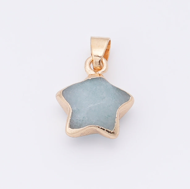 Fashion Charms Gold Plated Gemstone Natural Stone Jade Agate Crystal Quartz Star Pendants for DIY Jewelry Making