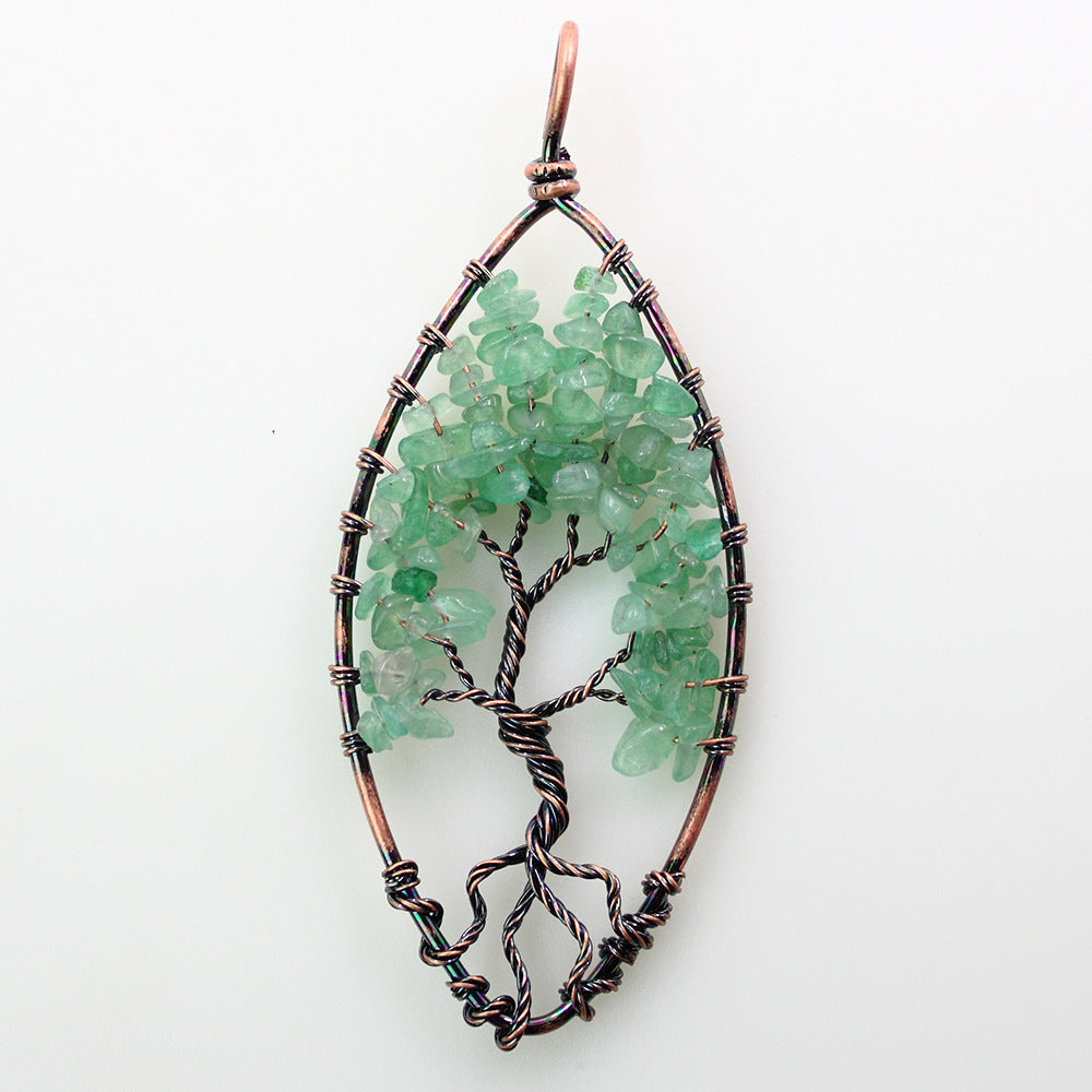 Wholesale 76MM Ancient Copper Wire Wrapped Horse Eye Tree of Life Pendants for DIY Jewelry Making