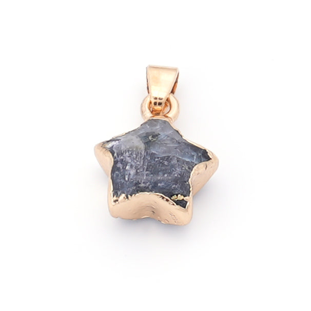 Fashion Charms Gold Plated Gemstone Natural Stone Jade Agate Crystal Quartz Star Pendants for DIY Jewelry Making