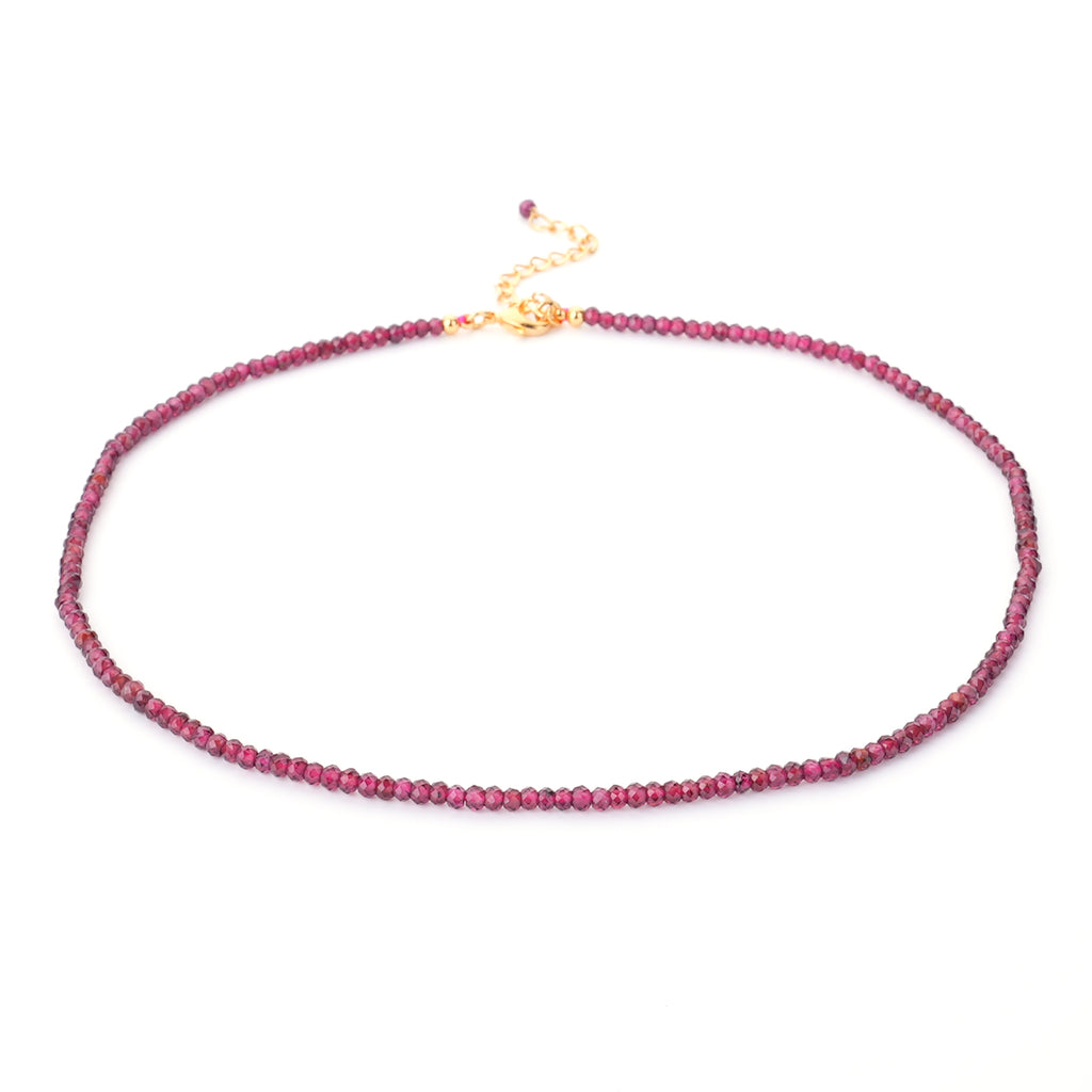 Wholesale Trendy Natural Stone Jewelry Garnet Moonstone 3mm Faceted Rondell Gemstone Beads Choker Necklace