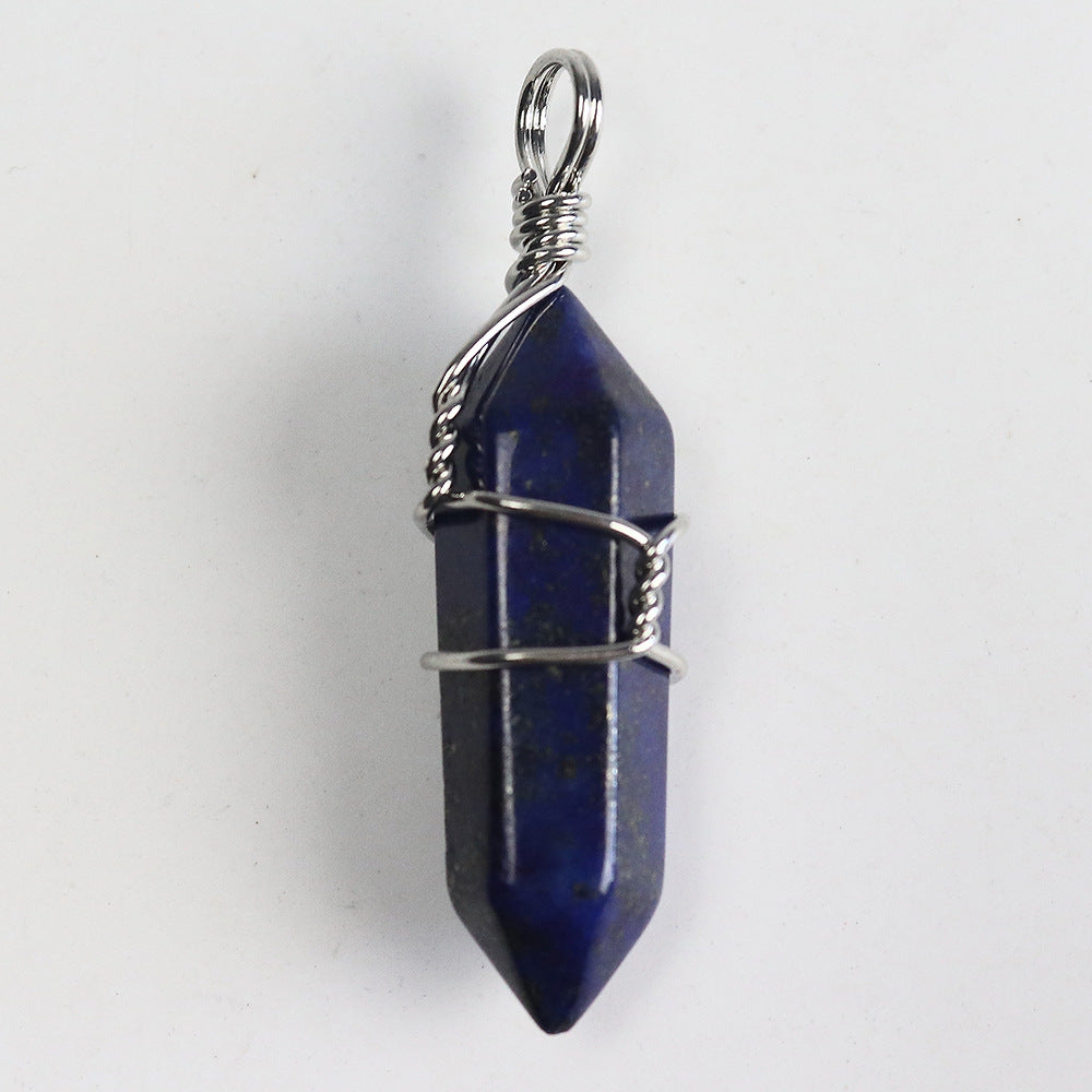 Reiki Fashion Jewelry Healing Natural Stone Crystal Winding Pendulum Hexagonal Column Pendant