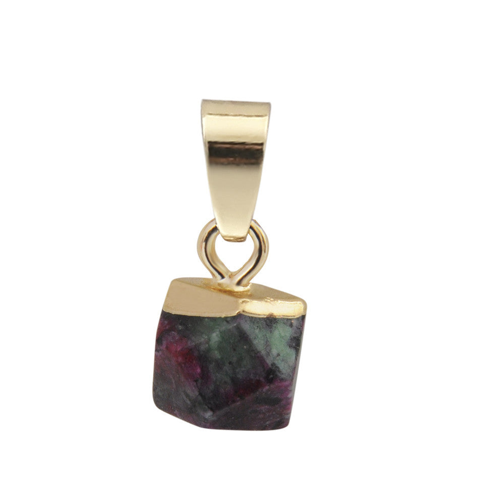 10MM Mini Gold Plated Rhodonite Quartz Bean Polygon Shape Gemstone Natural Stone Faceted Pendants Necklace