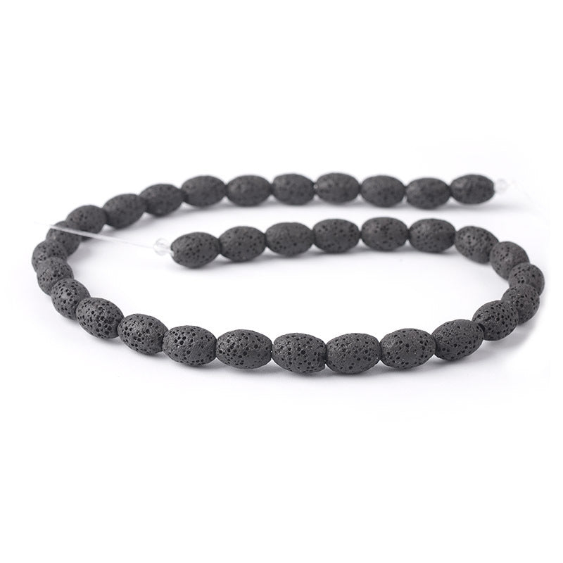 1 Strand Oval Rice Shape Spacer Healing Gemstone Volcanic Rock Lava Loose Beads for Bracelet Making