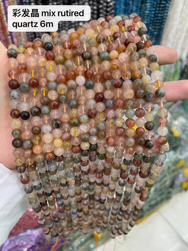 Wholesale 6MM Sunstone Amethyst Round Natural Stone Loose Gemstone Spacer Beads for DIY Jewelry Making