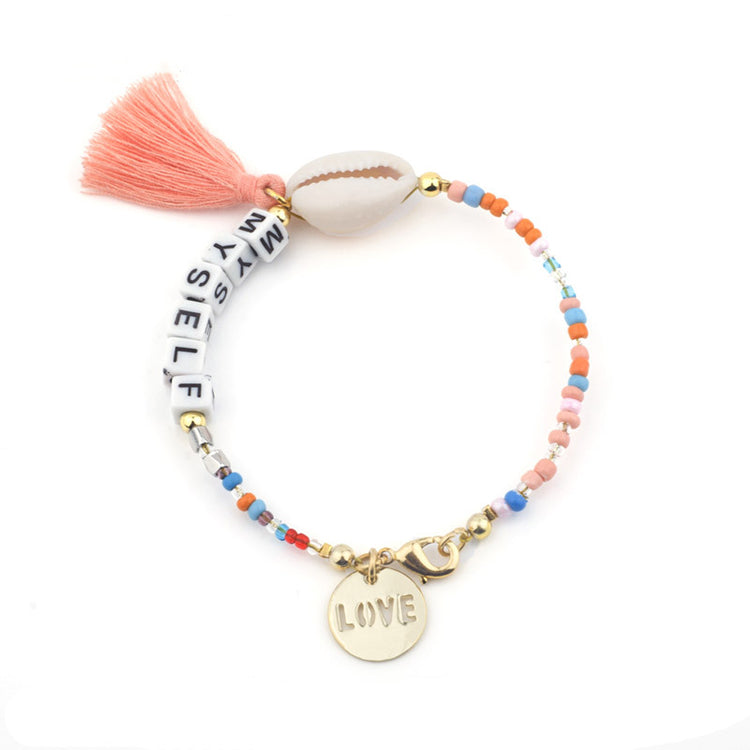 Colorful letter miyuki beads tassel bracelets womens shell bracelets