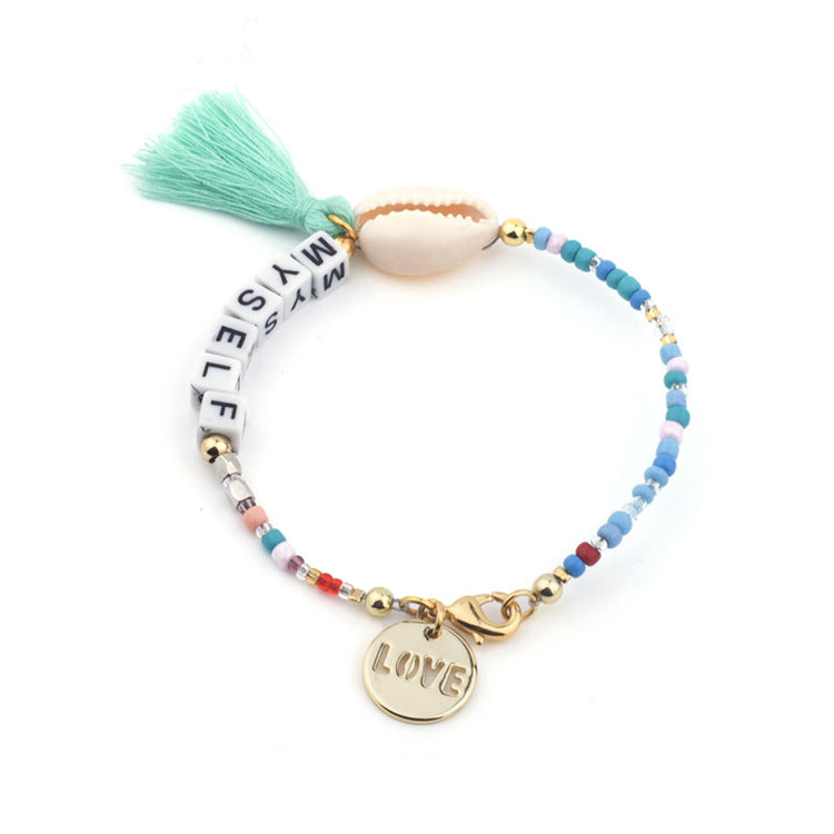 Colorful letter miyuki beads tassel bracelets womens shell bracelets