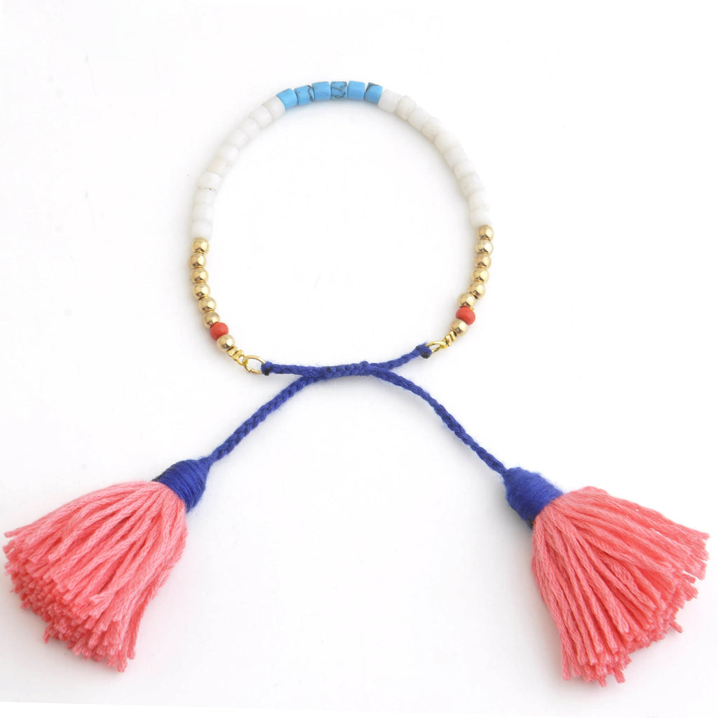 Explosion section semi-precious stone handmade woven tassel bracelet European and American bracelet woman