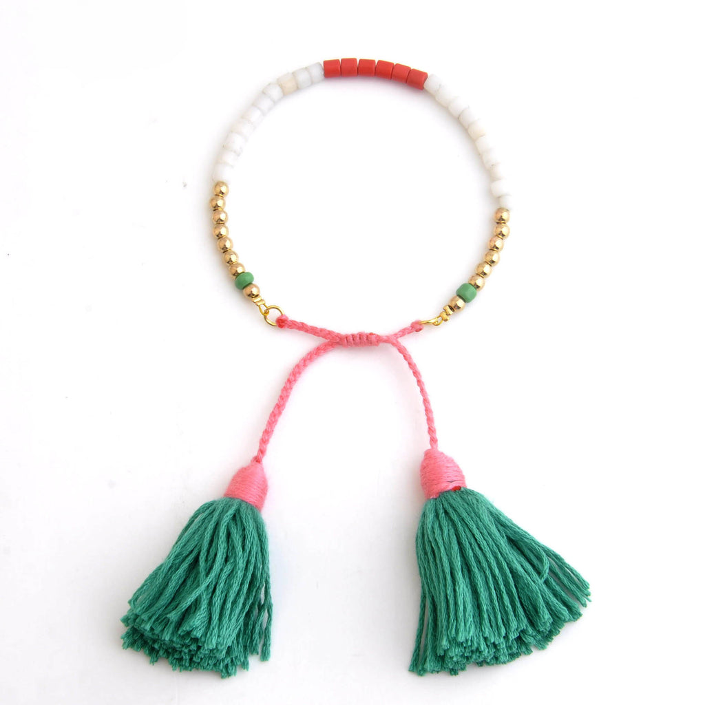 Explosion section semi-precious stone handmade woven tassel bracelet European and American bracelet woman