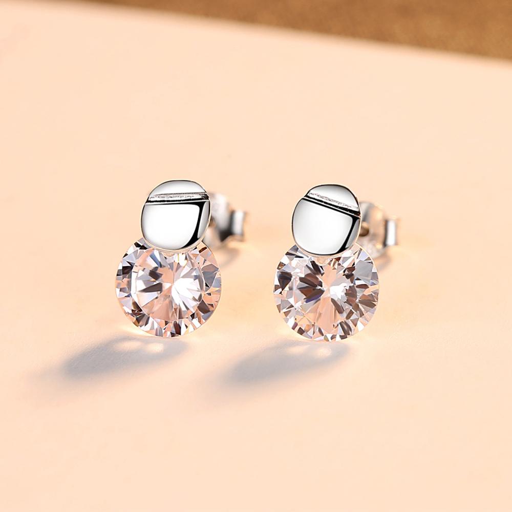 Luxury Cubic Zirconia 925 Sterling Silver Stud Earrings for Women Delicate Korean Style Earring  Wedding Jewelry