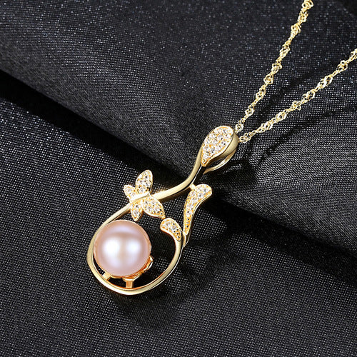 2022 Trendy Jewelry 925 Sterling Silver Water-wave Chain Ladies Natural Freshwater Pearl Water Drop Necklace