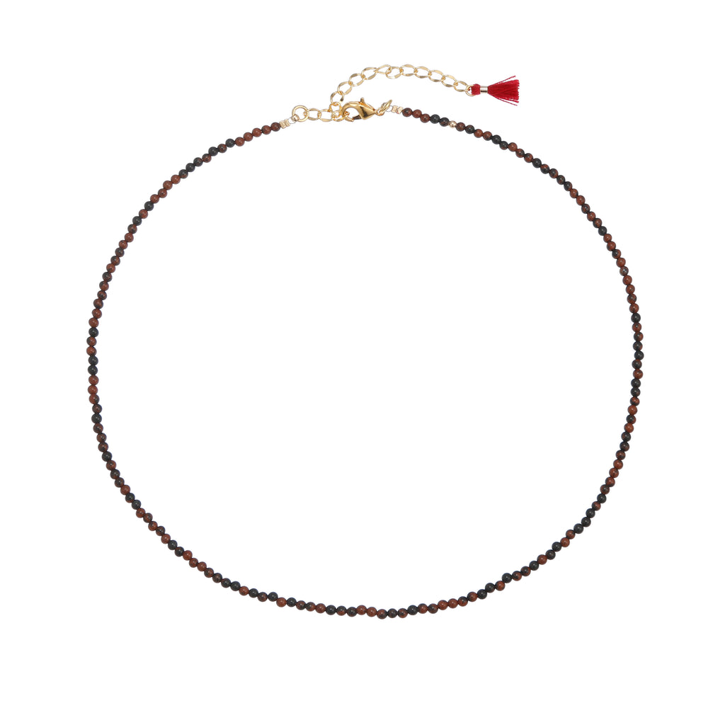 Handmade Tiny 2MM Smooth Round Small Evil Eye Semi-Precious Long Natural Gemstone Beaded Choker Necklace