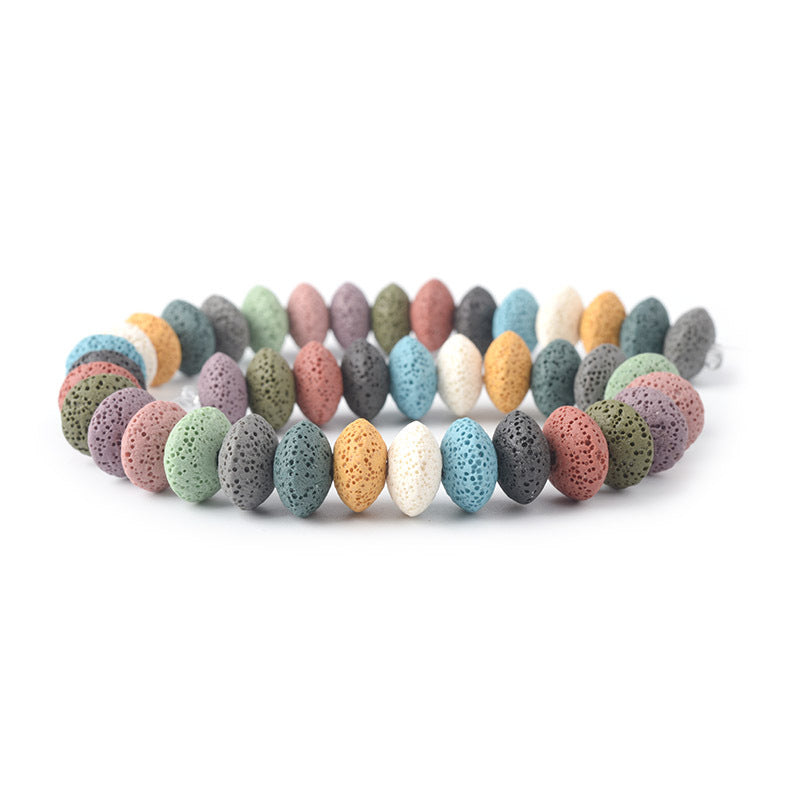 Colorful Natural Stone Spacer Rondell Loose Volcanic Rock Lava Stone Beads for Jewelry Making