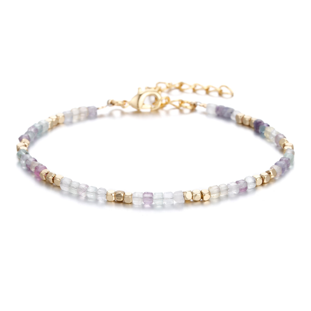 19 Designs Boho Fashion Jewelry Women Gold Plated 2MM Strawberry Rose Quartz Semi-precious Natural Stone Bracelet