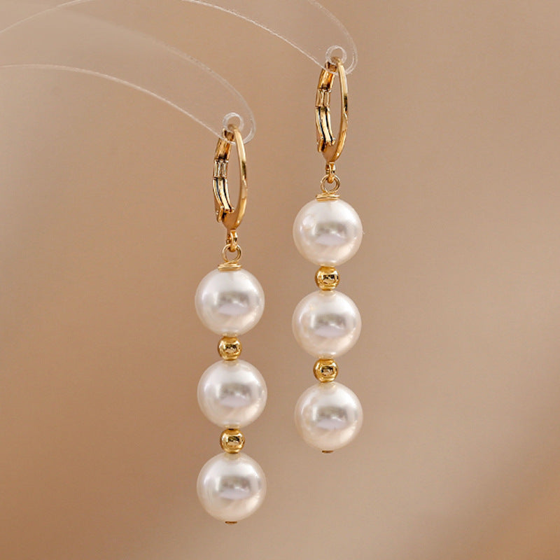 Custom Wholesale Elegant Wedding Party Women Boho Long Teardrop Pearl Pendant Earring