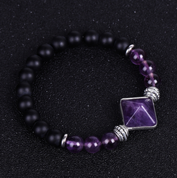 8MM Natural Stone Bracelet Amethyst Energy Stone Yoga Chakra Pyramid Bracelet