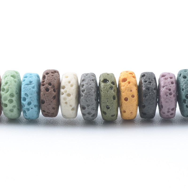 Mixed Colors Disc Spacer Shape Loose Volcanic Healing Natural Stone Lava Rock Beads DIY Accessories