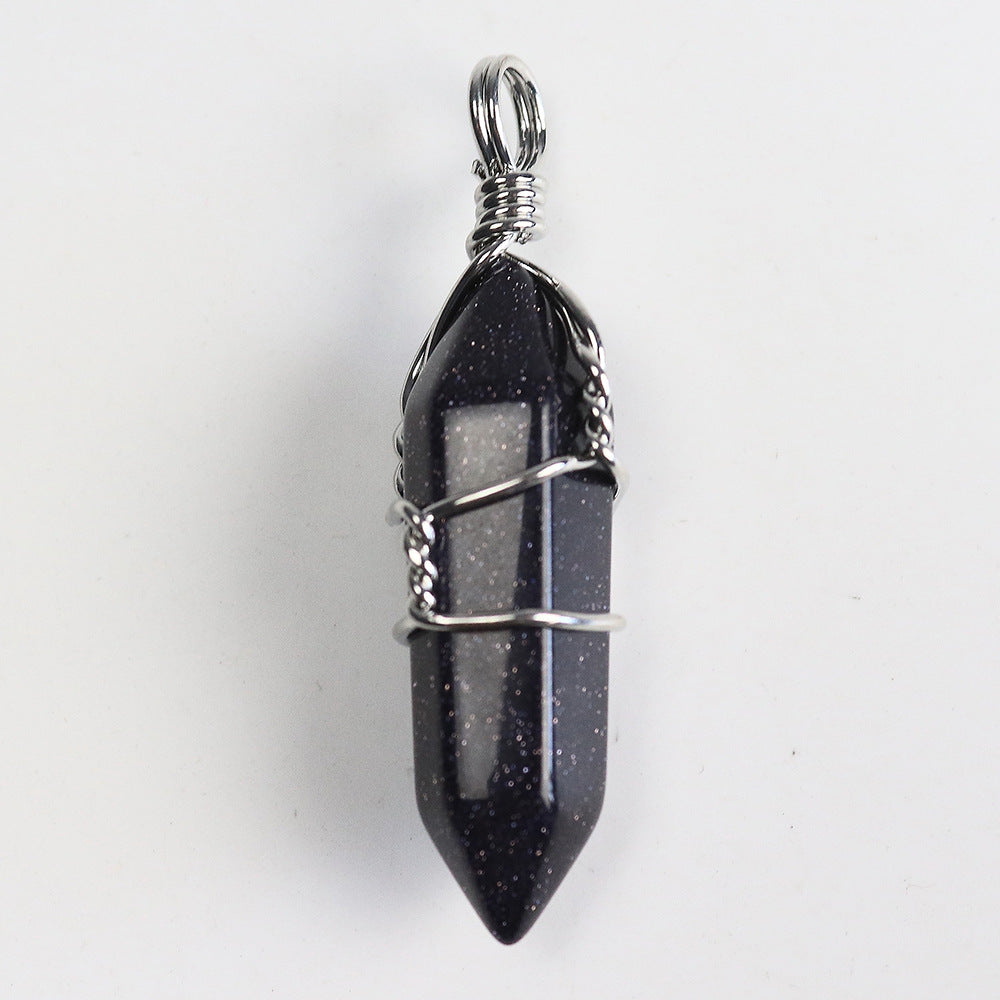 Reiki Fashion Jewelry Healing Natural Stone Crystal Winding Pendulum Hexagonal Column Pendant