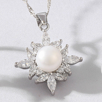 Luxury Women Jewelry Sets Trendy Freshwater Natural Pearl 925 Sterling Silver Necklace/Earrings/Ring Wedding Gift