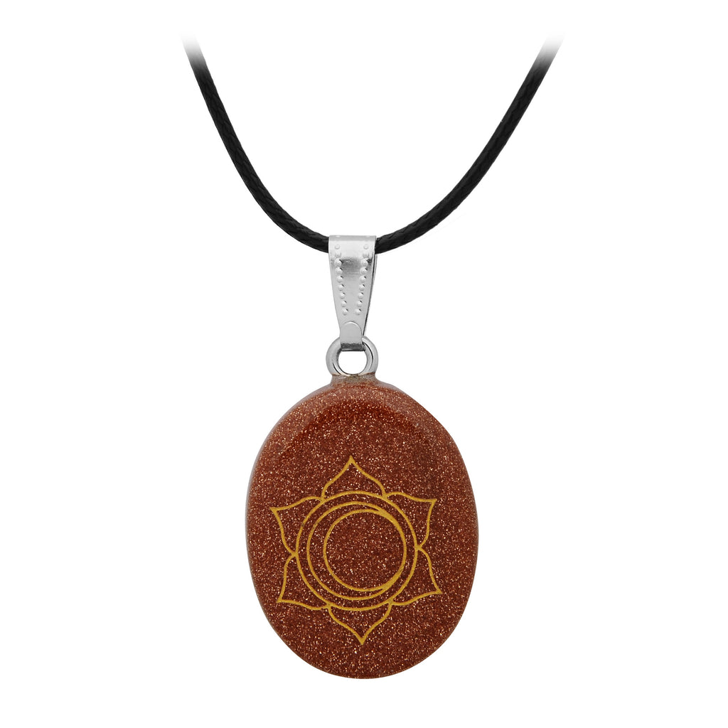 Retro Indian Symbolic Energy Yoga Chakra Green Aventurine Blue Sandstone Natural Stone Elliptical Pendants