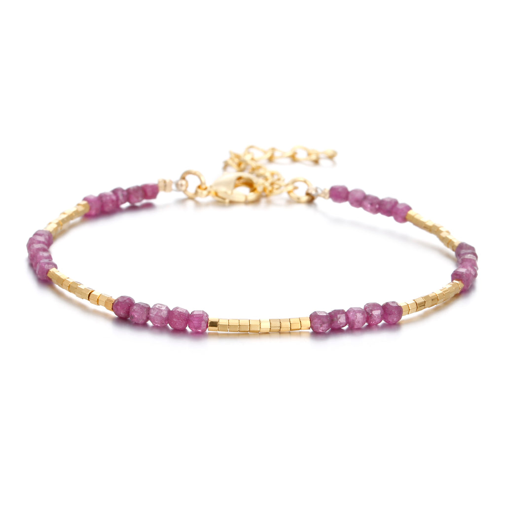 19 Designs Boho Fashion Jewelry Women Gold Plated 2MM Strawberry Rose Quartz Semi-precious Natural Stone Bracelet