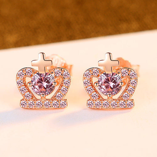 Korean Style Crown Stud Earrings 925 Sterling Silver Stud Earrings for Women 2021