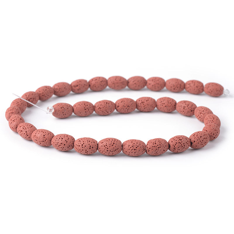 1 Strand Oval Rice Shape Spacer Healing Gemstone Volcanic Rock Lava Loose Beads for Bracelet Making