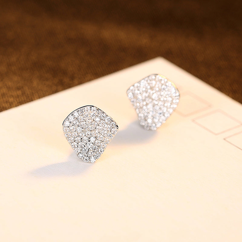 Cubic Zircon Irregular Stud Earring 925 Sterling Silver Geometric Earrings for Wedding Jewelry Gift