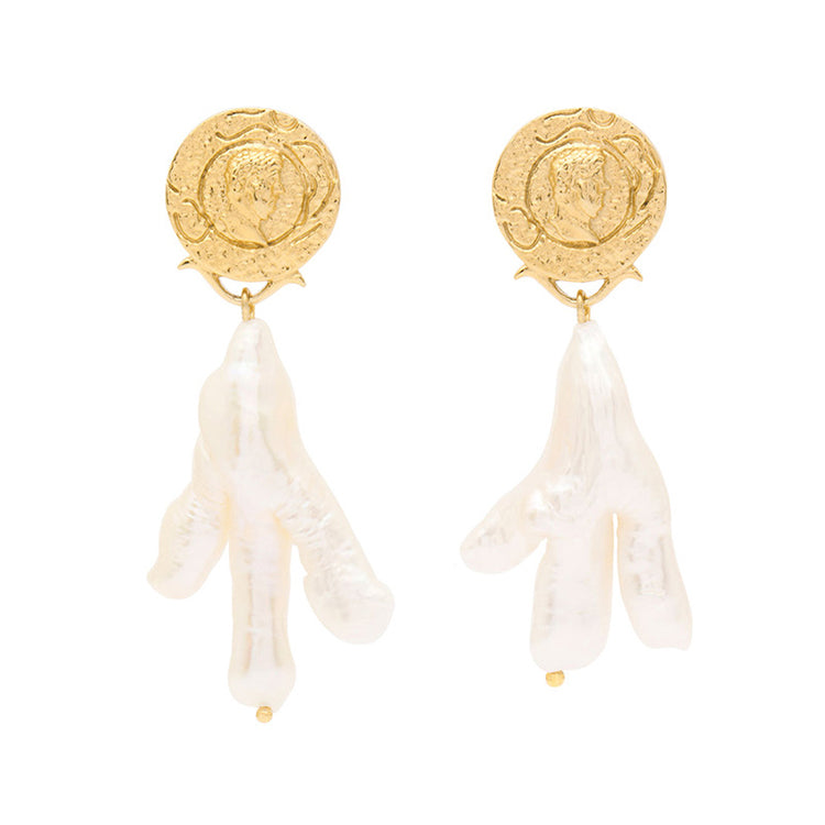 2022 New Style Fashion Accessories Gold Plated Natural Pearl Baroque Earrings