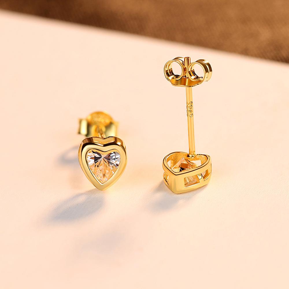 Trendy Heart Shaped Cubic Zircon Stud Earrings 925 Sterling Silver Earrings for Women Jewelry Gifts