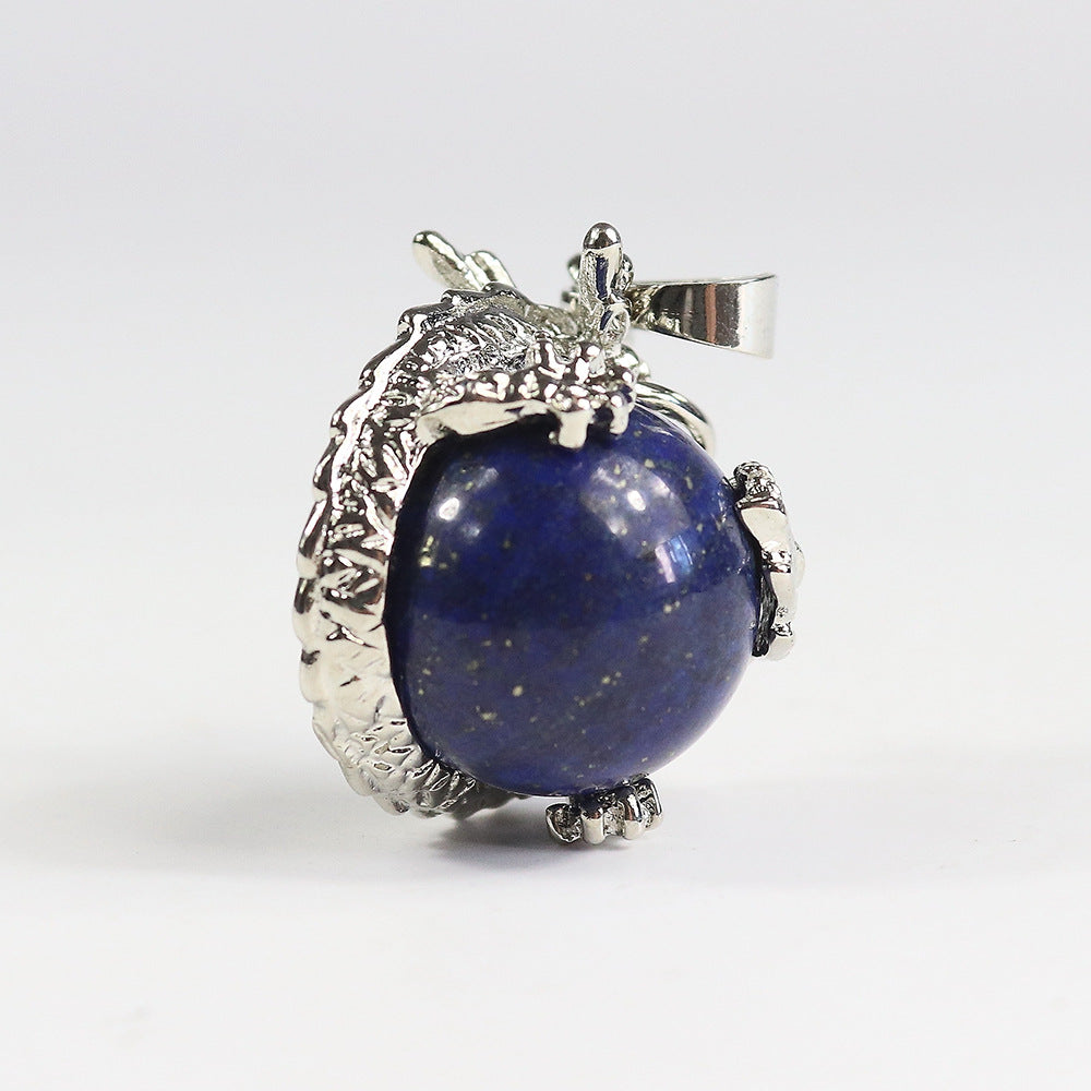 Amulet Fashion Jewelry Crystal Lapis Opal Natural Stone Pendulum Round Dragon Ball Bead Pendant