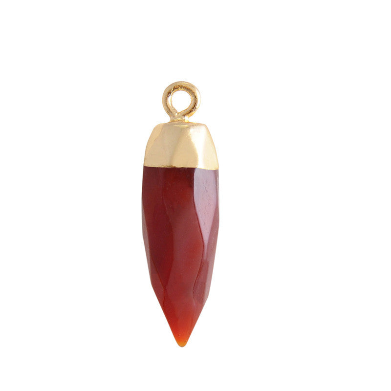 Wholesale Gemstone Natural Stone Green Aventurine Carnelian Agate Angular Cone Pendants