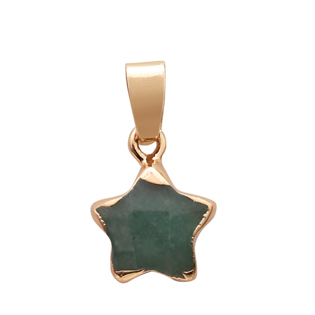 Fashion Charms Gold Plated Gemstone Natural Stone Jade Agate Crystal Quartz Star Pendants for DIY Jewelry Making