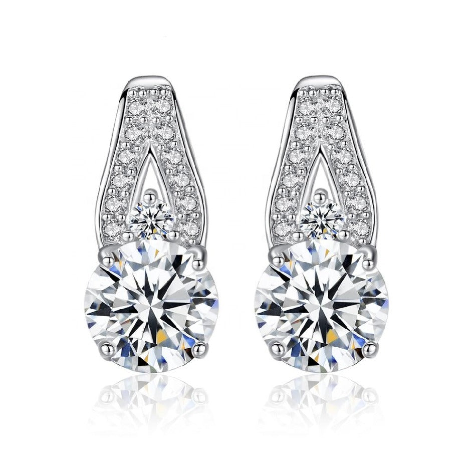 Trendy Korean Style 925 Sterling Silver Earrings Jewelry Of Silver High Quality Hearts& Arrows Cubic Zirconia Jewelry