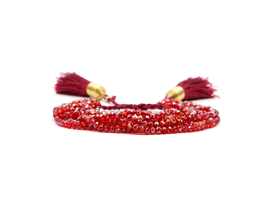 2022 hot sale multilayer beaded bracelet fashion crystal beads tassel bracelet