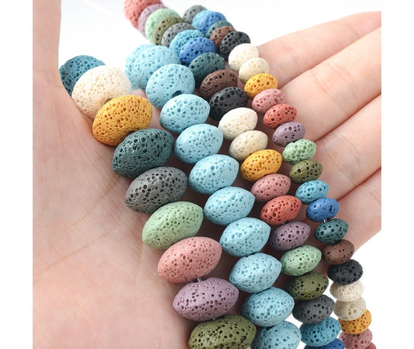 Colorful Natural Stone Spacer Rondell Loose Volcanic Rock Lava Stone Beads for Jewelry Making