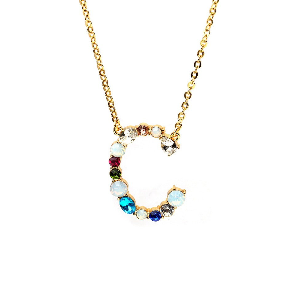 Fashion Colar Feminino Multicolored Bohemia zircon crystal  B letter  Necklaces & Pendants For Women