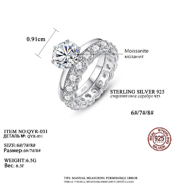 2ct VVS Moissanite Diamond Double Ring Set S925 Sterling Silver Engagement Ring for Women Bridal Moissanite Rings Jewelry